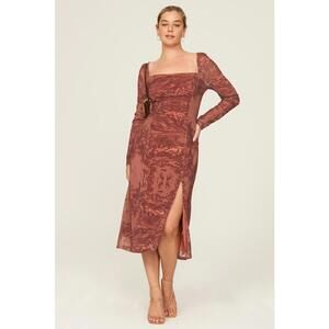 Louna Orange Open Back Midi Dress Size XL with Fabric Pull